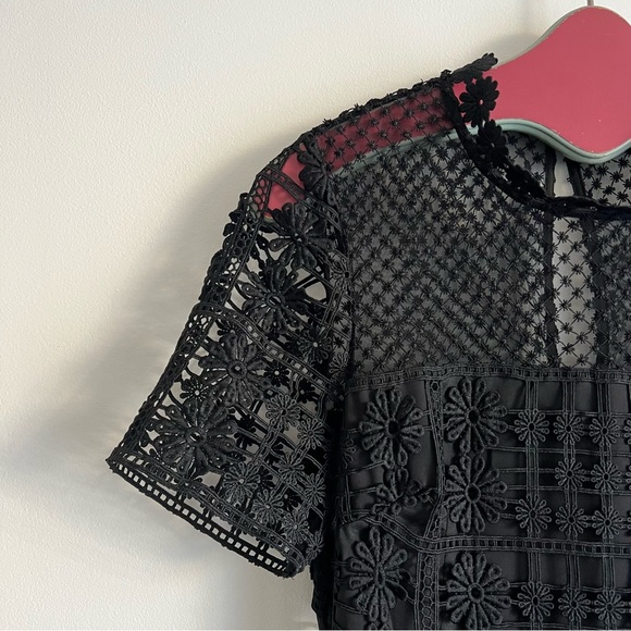 Self-Portrait Floral Lattice Lace Dress in Black - Picture 8 of 16